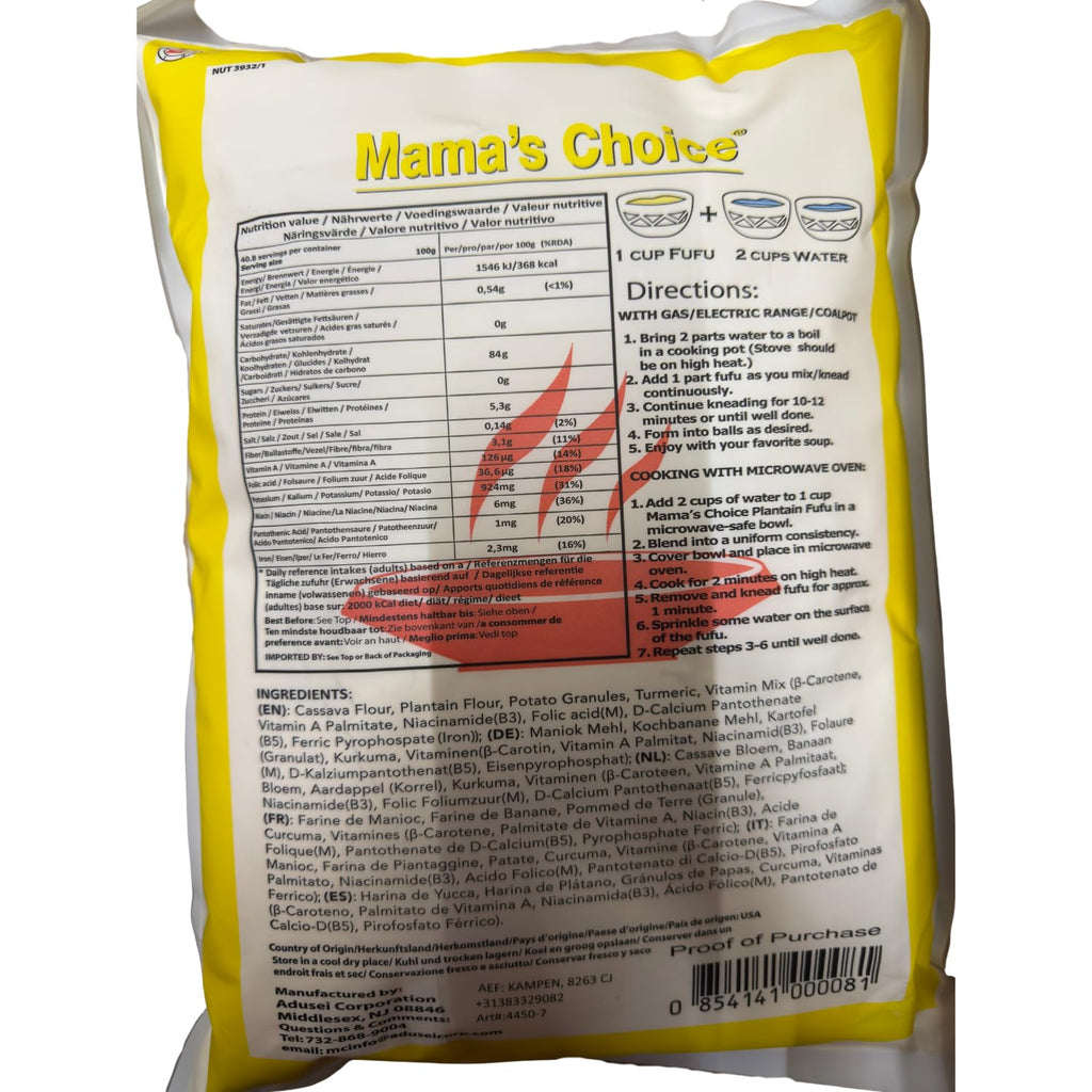 Mama’s Choice Plantain Fufu Flour (Big Bag, 10 lb)